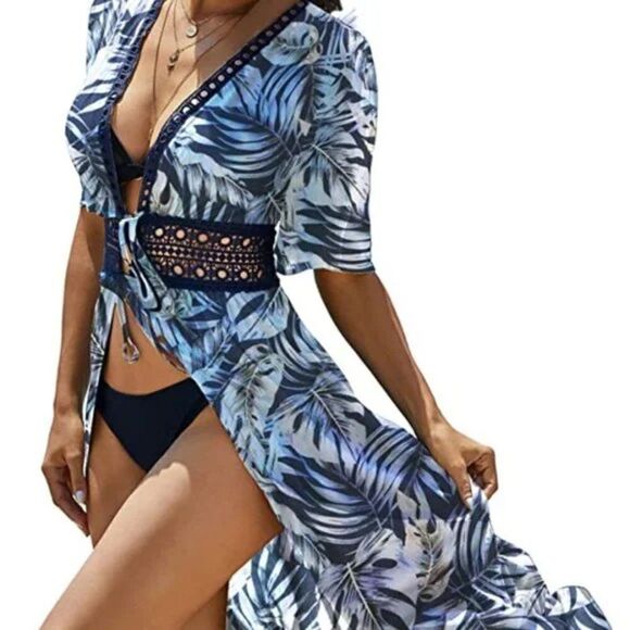 Women's Swimwear Cover Ups Sexy Open Front Beach Bikini Swimsuit Kimono Cardigan - Picture 1 of 5